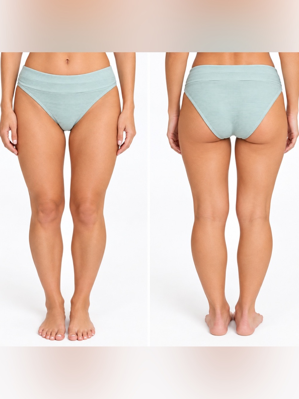 Nani Swimwear Women’s M Textured Seafoam Mid Rise Bikini Bottom UPF 50 NWT